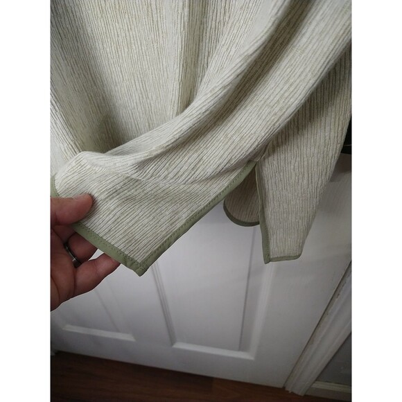Pure Jill Woman M Light Sage Green Knit Texted Linen Blend Blouse - Picture 6 of 9